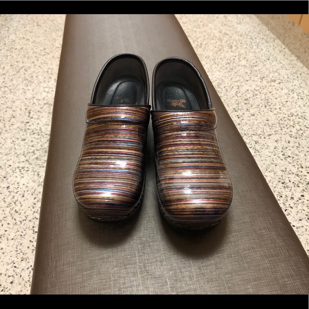 Dansko multicolor striped clogs, size 36 (US 6)